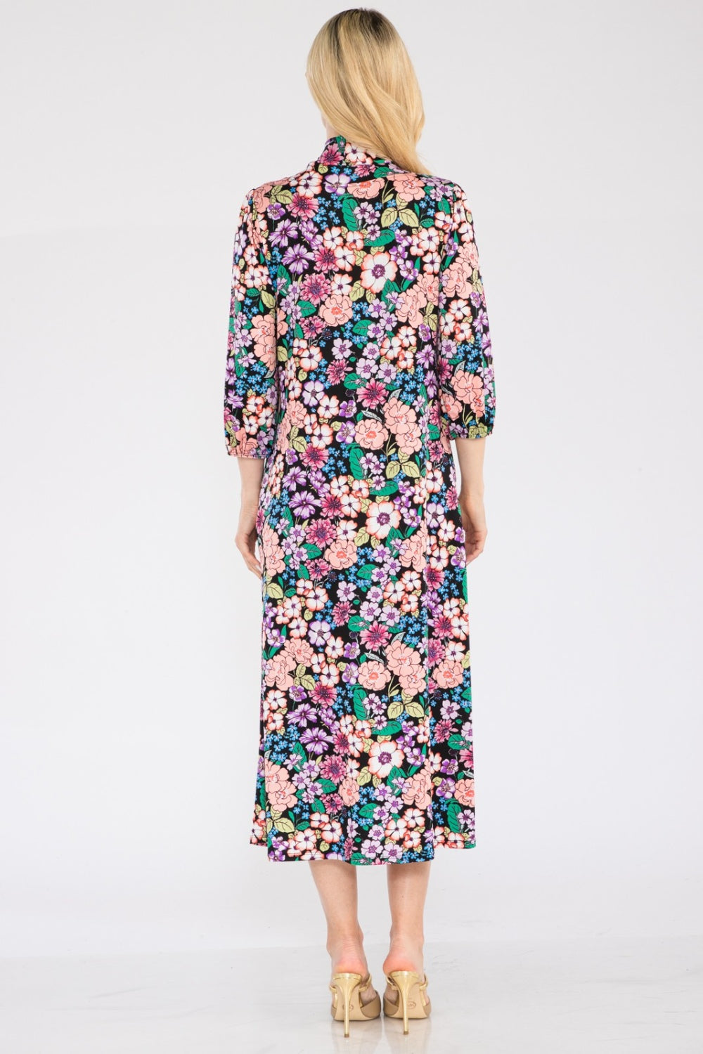 Celeste Full Size Floral Midi Dress with Bow Tied