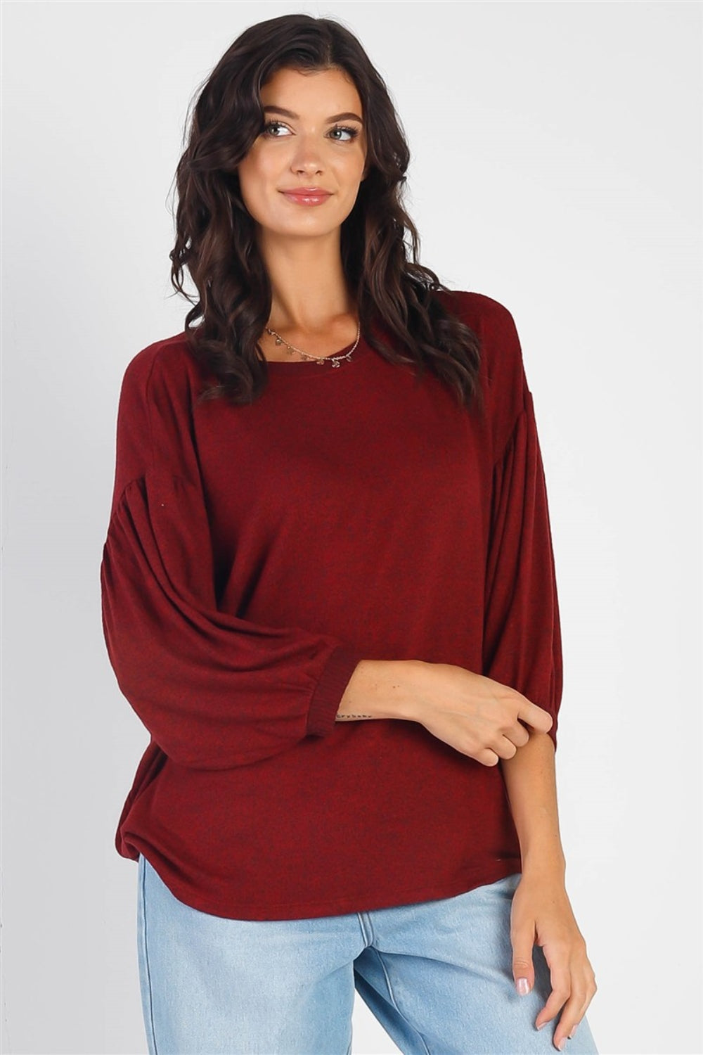 Cherish Apparel Drop Shoulder Puff Sleeve Top