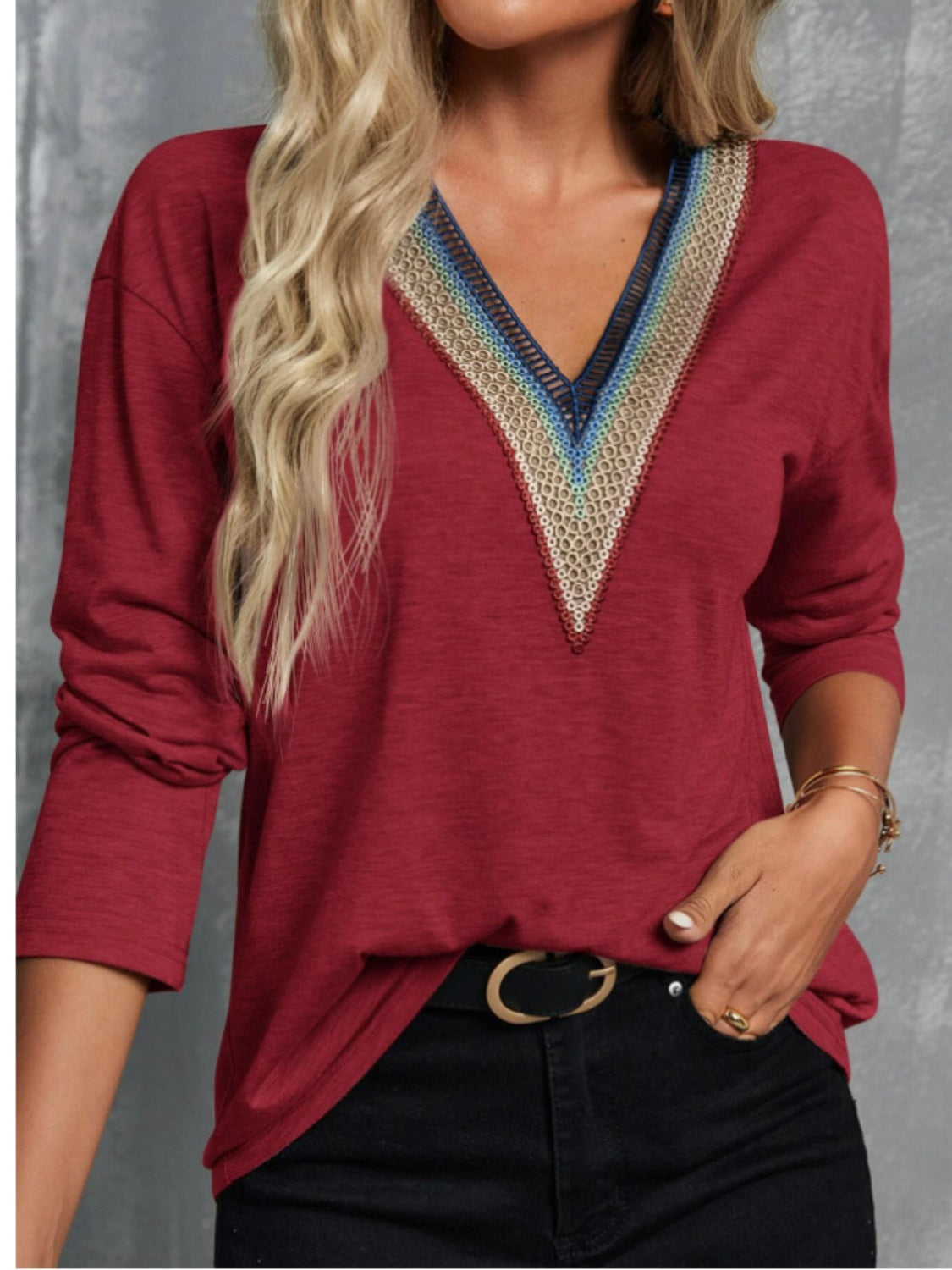 V-Neck Long Sleeve T-Shirt