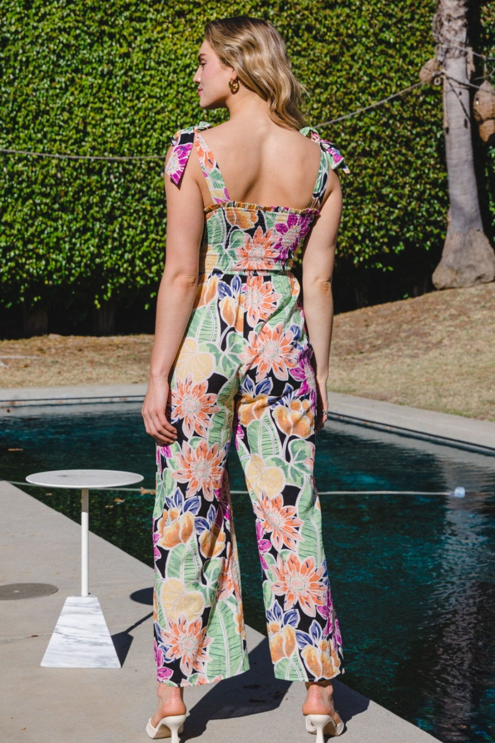 ODDI Full Size Floral Sleeveless Wide Leg Jumpsuit