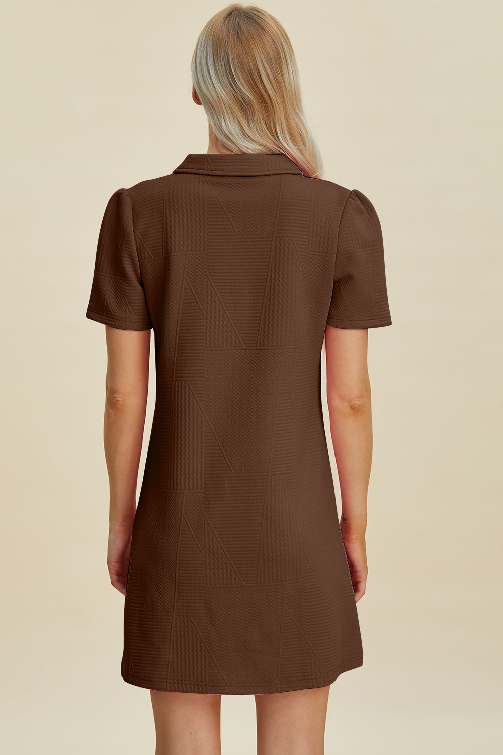 Double Take Full Size Texture Short Sleeve Dress