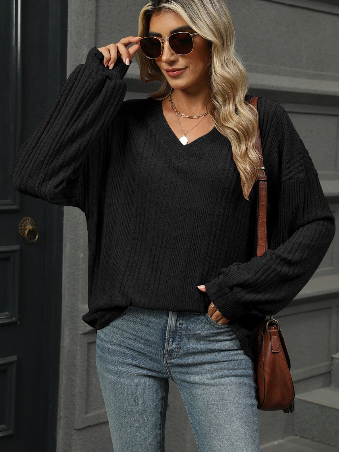 V-Neck Long Sleeve T-Shirt