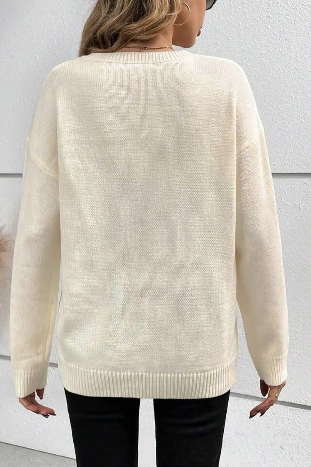 BOO Round Neck Long Sleeve Sweater