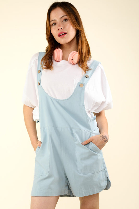 VERY J Adjustable Waist Suspender Overalls with Pockets