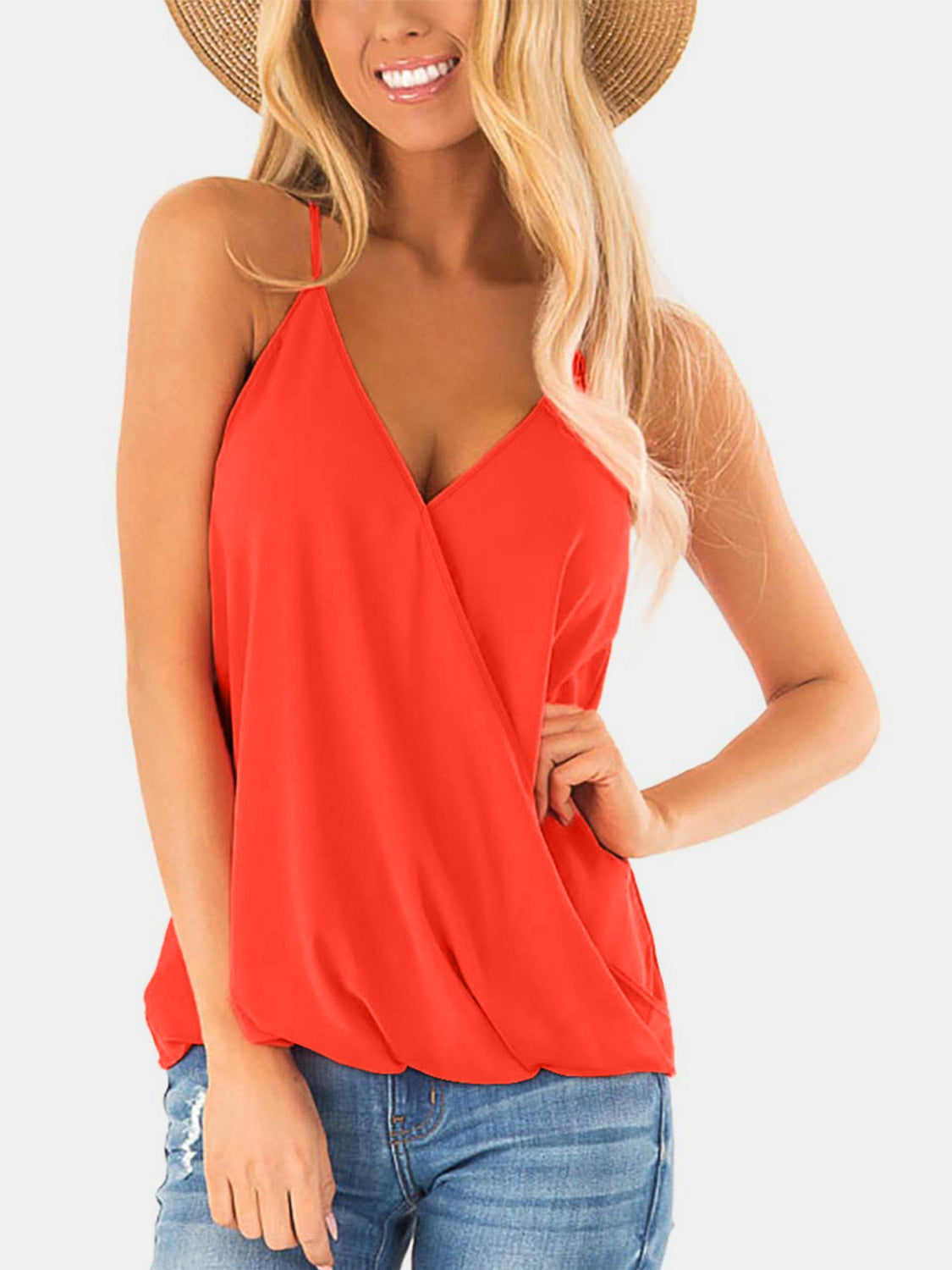 Full Size Surplice Spaghetti Strap Top